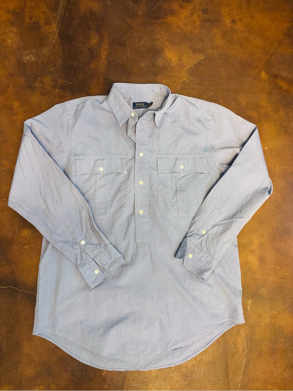 Polo Ralph Lauren Men’s Blue Long Sleeve Pullover Shirt Size Medium – Dual Chest